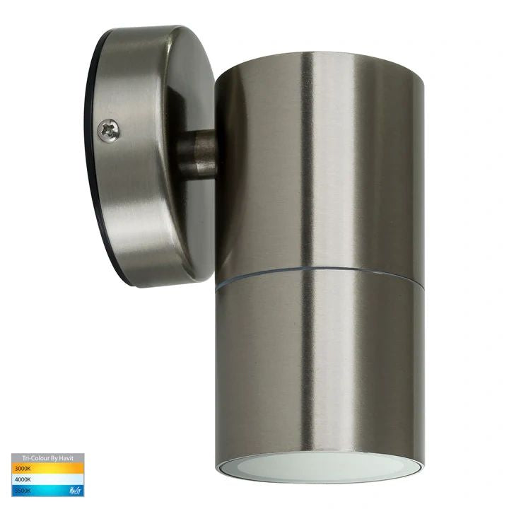 HAVIT Fortis Stainless Steel TRI Colour Fixed Down LED Wall Pillar Light