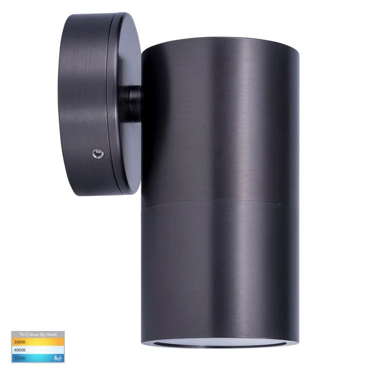 HV1175T Tivah Solid Brass Graphite Coloured TRI Colour Fixed Down Wall Pillar Lights