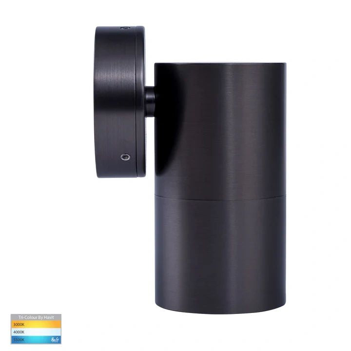 HV1175T Tivah Solid Brass Graphite Coloured TRI Colour Fixed Down Wall Pillar Lights