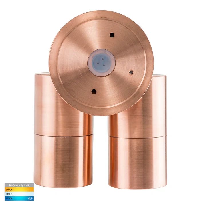 HV1315T Tivah Solid Copper TRI Colour Double Adjustable Wall Pillar Lights315T