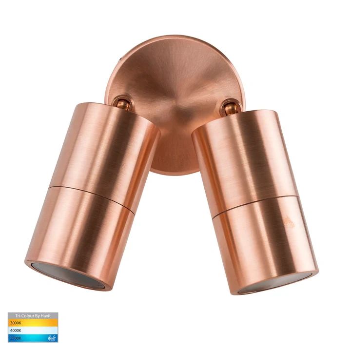 HV1315T Tivah Solid Copper TRI Colour Double Adjustable Wall Pillar Lights315T