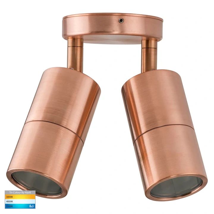 HV1315T Tivah Solid Copper TRI Colour Double Adjustable Wall Pillar Lights315T