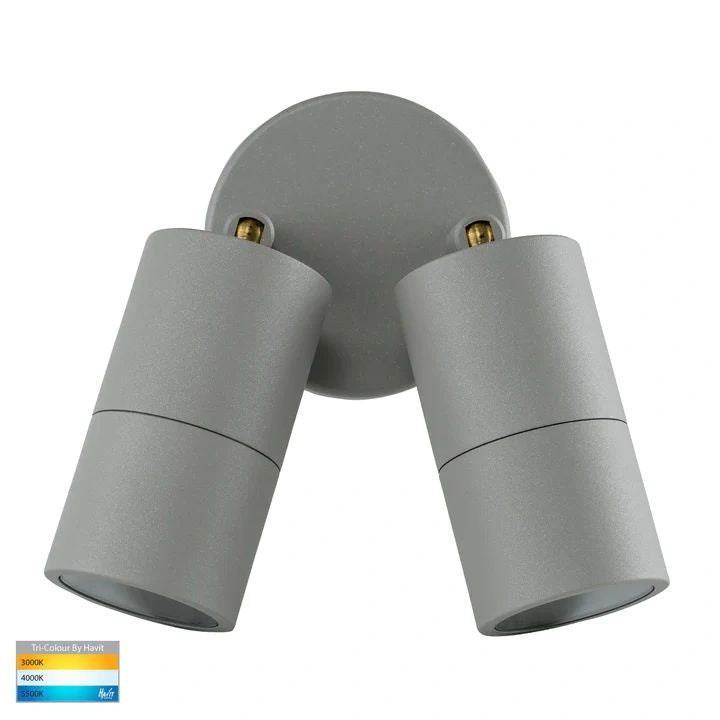 HV1345T- Tivah Silver TRI Colour Double Adjustable Wall Pillar Lights