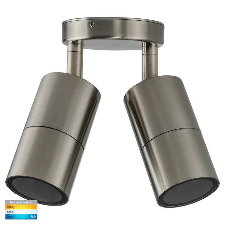 HV1372T- Fortis Stainless Steel TRI Colour Double Adjustable Wall Pillar Light