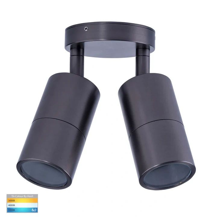 HV1375T- Tivah Solid Brass Graphite Coloured TRI Colour Double Adjustable Wall Pillar Lights