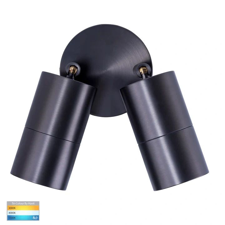 HV1375T- Tivah Solid Brass Graphite Coloured TRI Colour Double Adjustable Wall Pillar Lights