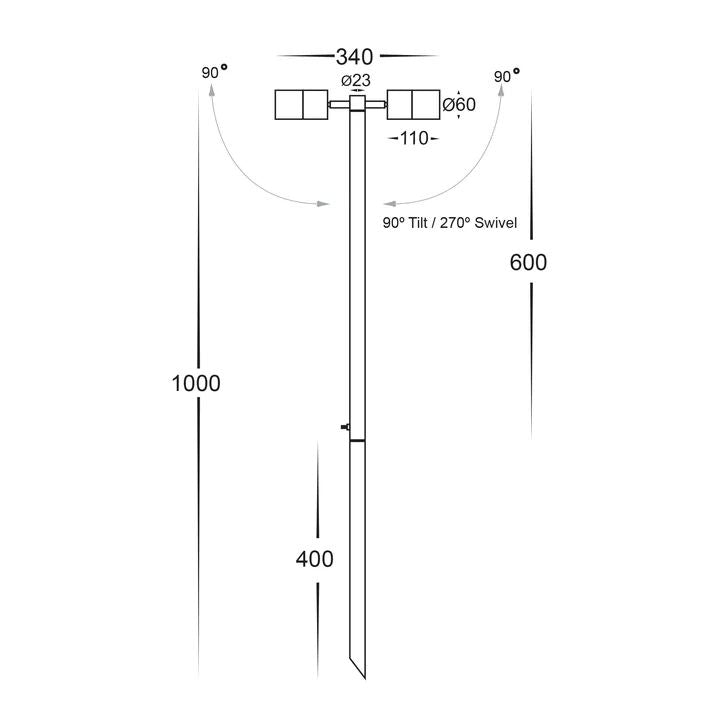 HV1405T- Tivah TRI Colour Double Adjustable LED Bollard Spike Light