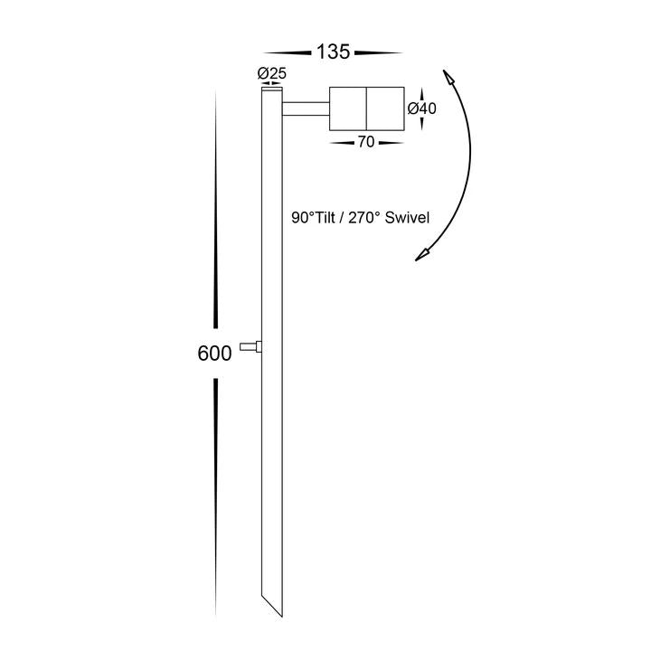 HV1423MR11NW- Mini Tivah HAVIT Black MR11 Single Adjustable LED Bollard Spike Light