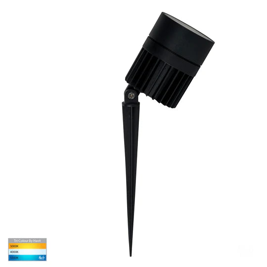 HV1429T-7W- Oasis Black 7w/12w/24w TRI Colour LED Garden Spike Light