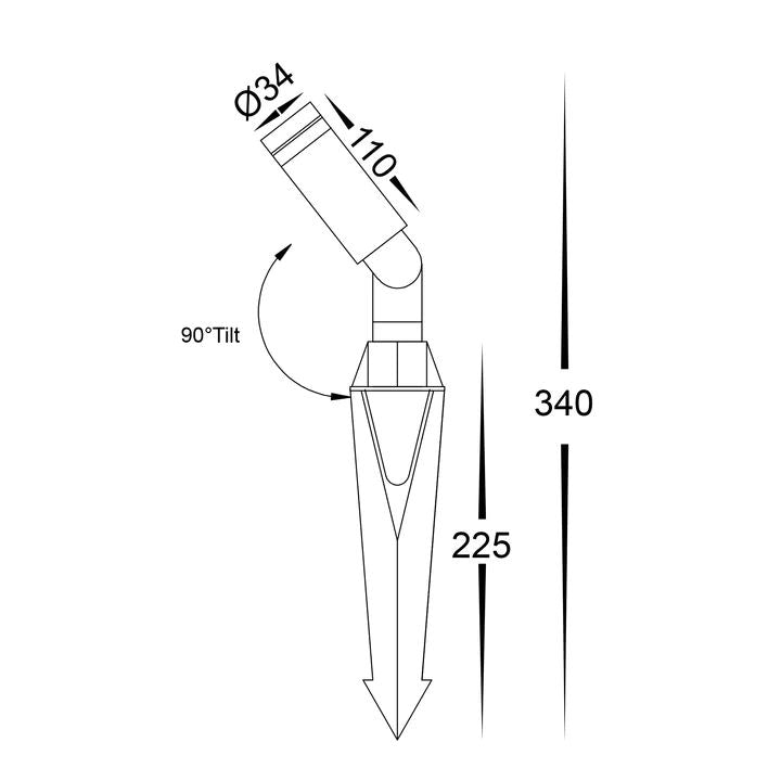 HV1435T- Cilindor Brass 3w LED Garden Spike Light