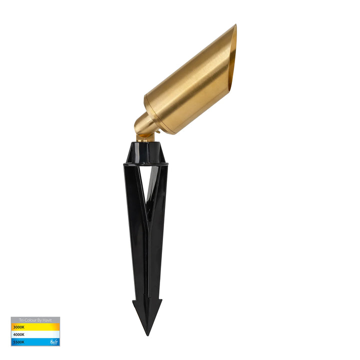 HV1458T-BR - Shawl Solid Brass 5w LED Garden Spike Light Spike light