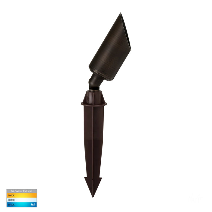 HV1458T - Shawl Black/Antique Brass 5w LED Garden Spike Light