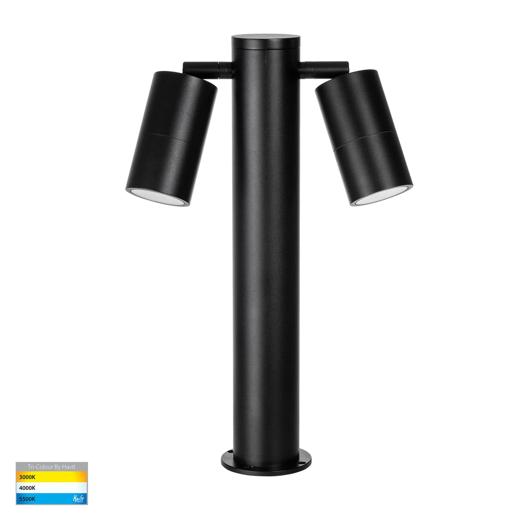 HV1501T-BLK - Tivah Black TRI Colour Double Adjustable LED Bollard Light Bollard light