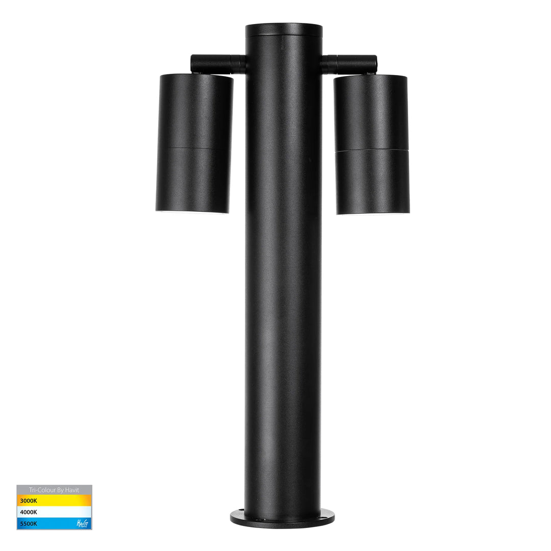 HV1501T-BLK - Tivah Black TRI Colour Double Adjustable LED Bollard Light Bollard light