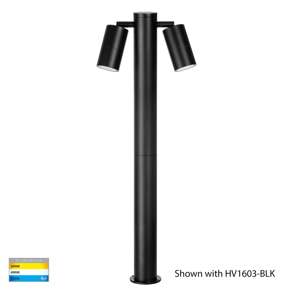 HV1501T-BLK - Tivah Black TRI Colour Double Adjustable LED Bollard Light Bollard light