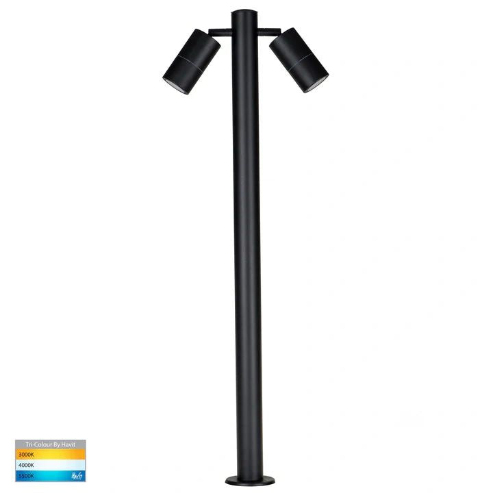 HV1507T-BLK- Tivah Black TRI Colour Double Adjustable LED Bollard Light