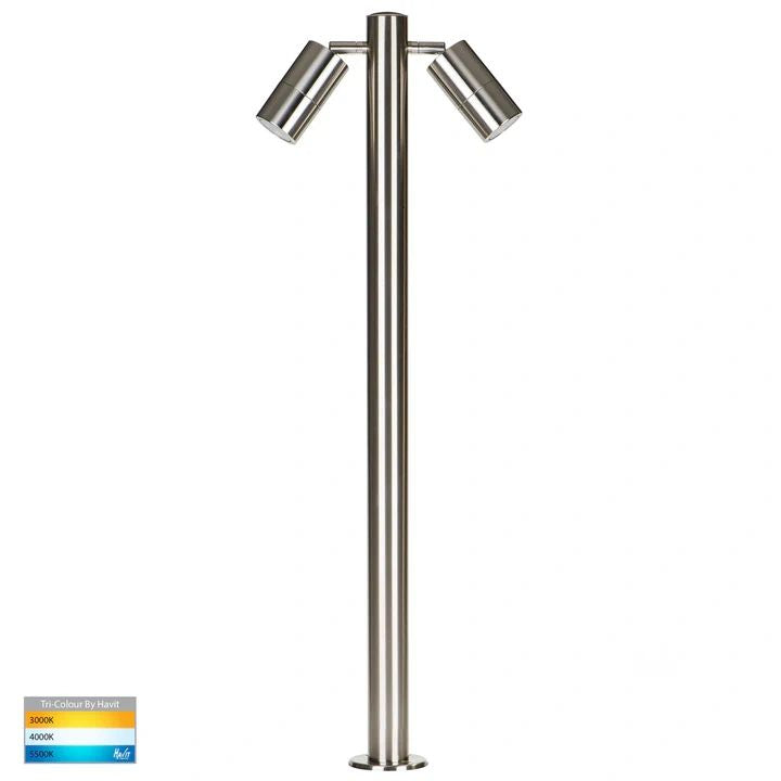 HV1507T-SS316- Tivah 316 STAINLESS STEEL TRI Colour Double Adjustable LED Bollard Light