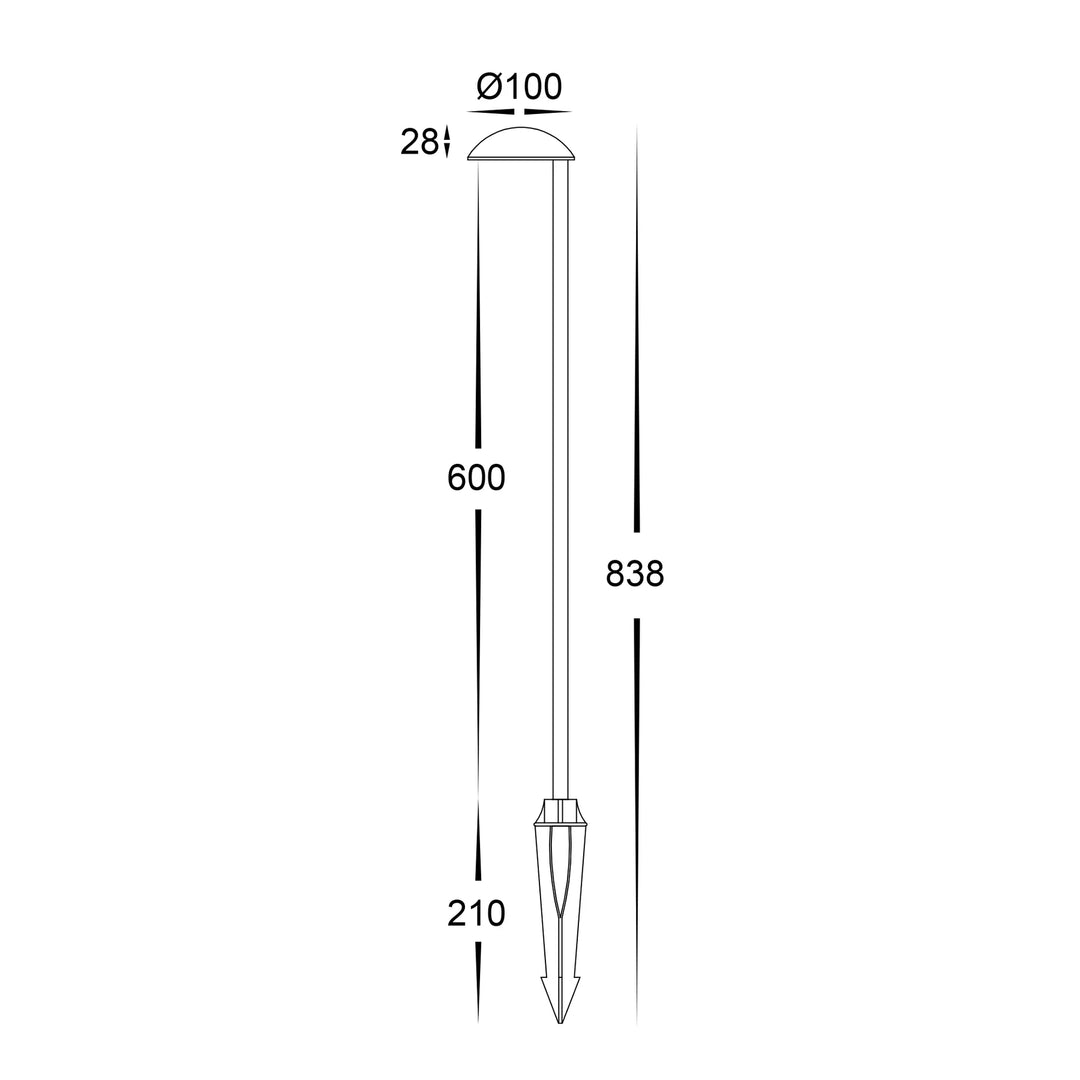 HV1524T-BLK-24V- Konoa Aluminium Black LED Bollard Spike Light