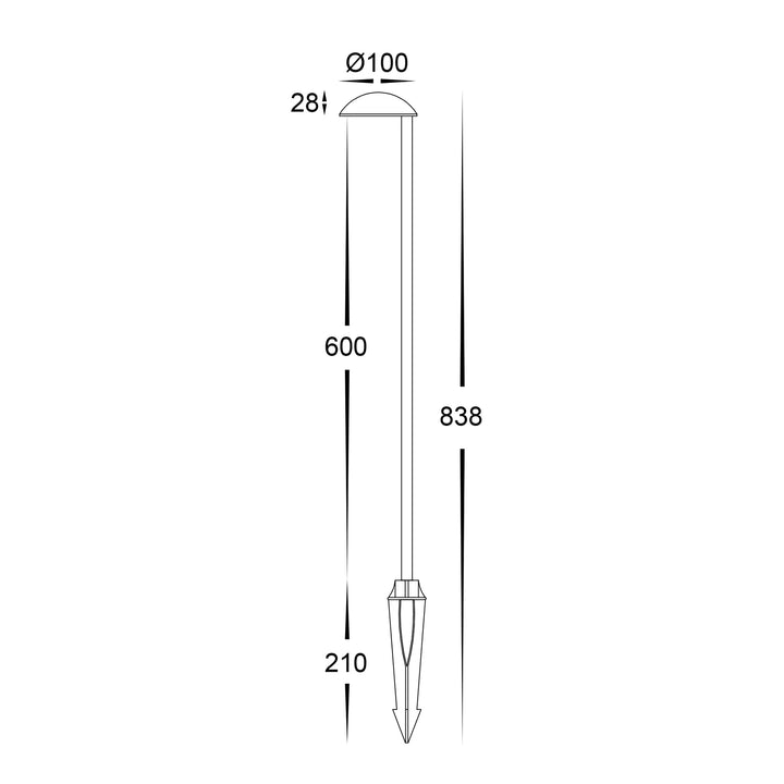 HV1524T-BLK-24V- Konoa Aluminium Black LED Bollard Spike Light