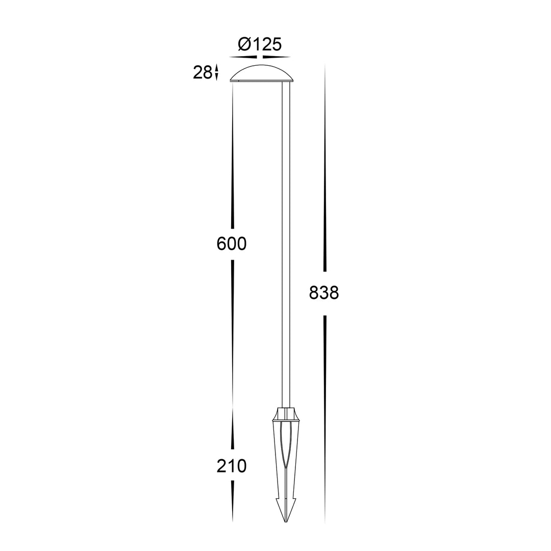 HV1524T-BLK-24V- Konoa Aluminium Black LED Bollard Spike Light