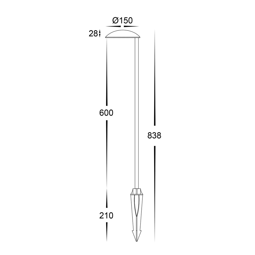 HV1524T-BLK-24V- Konoa Aluminium Black LED Bollard Spike Light