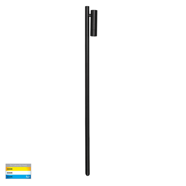 HV1591T-1-BLK-24V - Forgo Aluminium Black Single Adjustable Bollard Light with Spike
