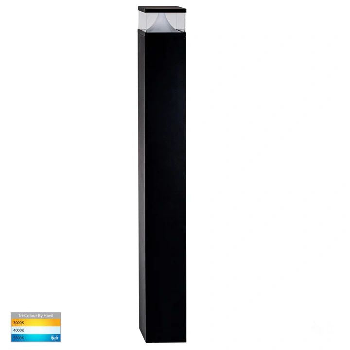 HV1629T-BLK-SQ- Divad 1000mm Black Square LED Bollard Light