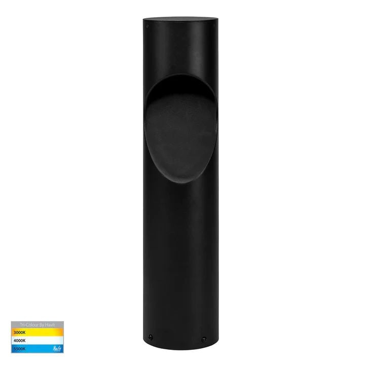 HV1630T-BLK-RND Fedor Round Aluminium Black Tri Colour LED Bollard Light