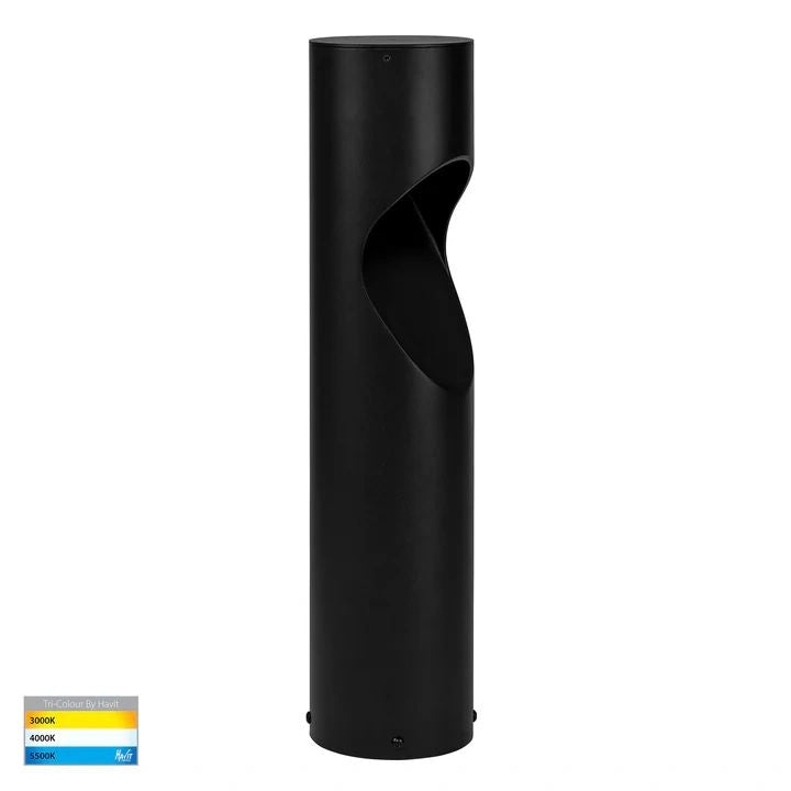 HV1630T-BLK-RND Fedor Round Aluminium Black Tri Colour LED Bollard Light