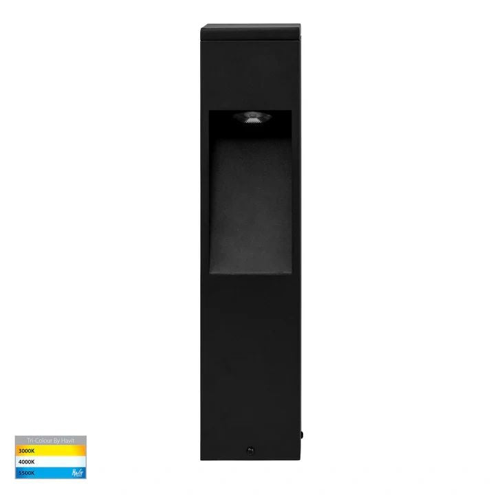 HV1630T-BLK-SQ- Fedor Square Aluminium Black Tri Colour LED Bollard Light