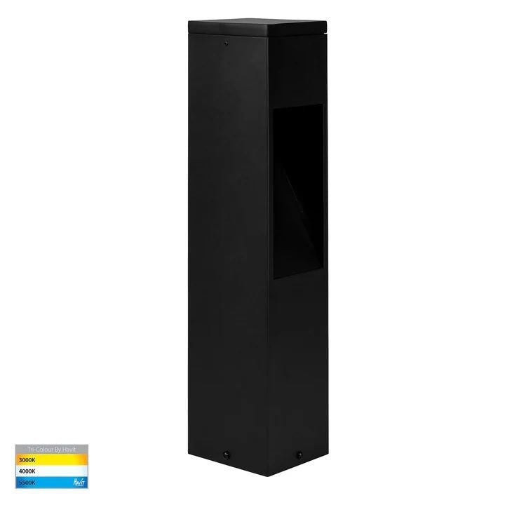 HV1630T-BLK-SQ- Fedor Square Aluminium Black Tri Colour LED Bollard Light