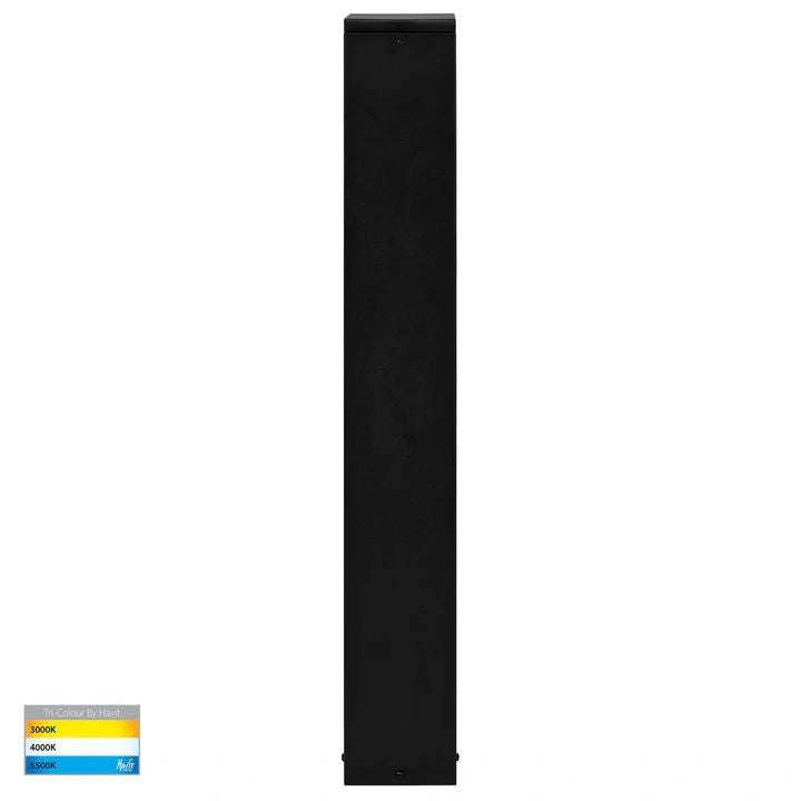 HV1631T-BLK-SQ- Fedor 925mm Square Aluminium Black Tri Colour LED Bollard Light