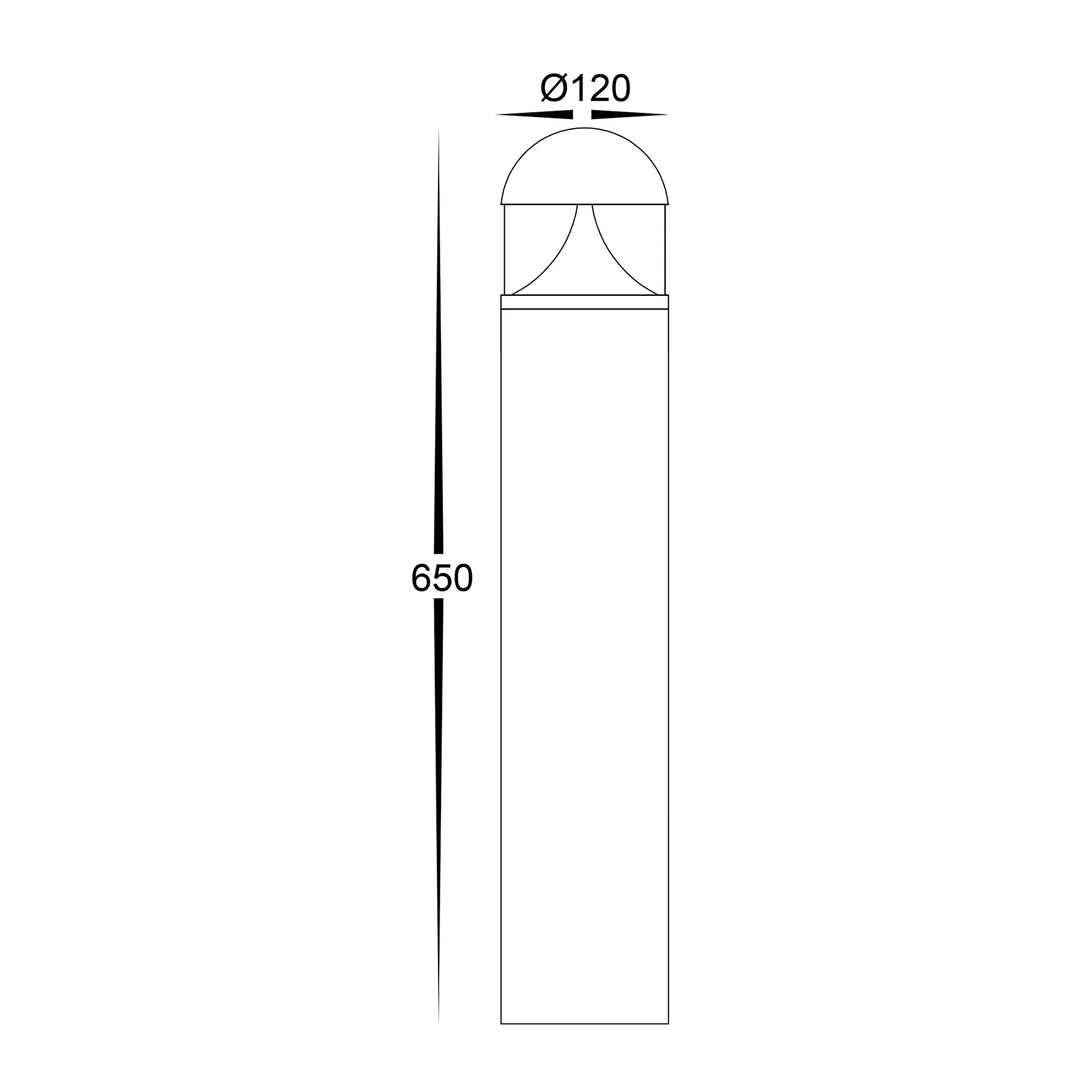 HV1632T-BLK-RND - Divad 650mm Black LED Bollard Light