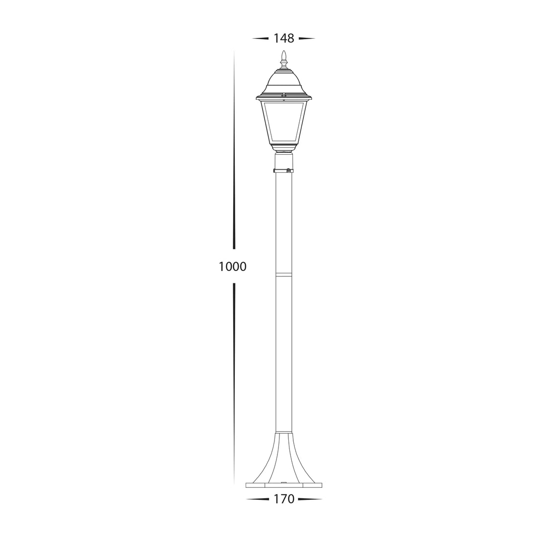 HV1651W-P-BLK - Newark Aluminium Black 4 Panel Post Light
