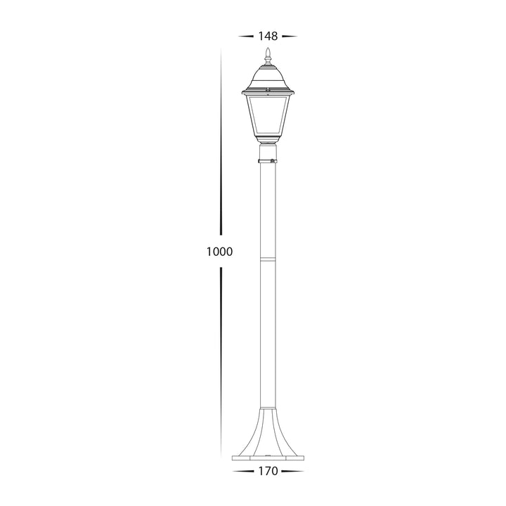 HV1651W-P-BLK - Newark Aluminium Black 4 Panel Post Light