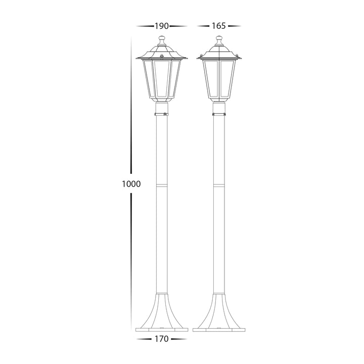 HV1652W-P-BLK - Fibra Aluminium Black 6 Panel Post Light