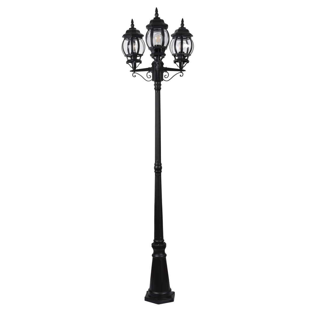 HV1673W-BLK - Trener Aluminium Black Coach 3 Light Post Light