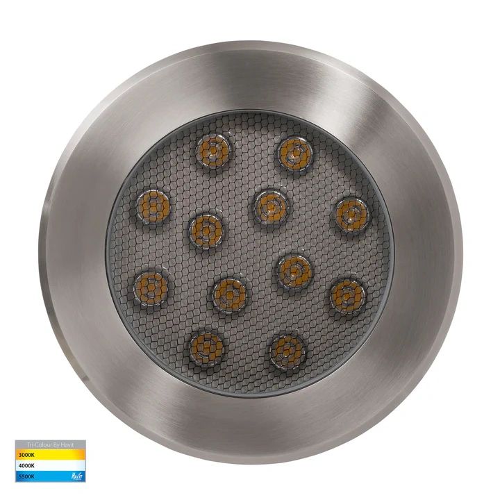 HV1843T- Split 316 Stainless Steel TRI Colour 12w LED Inground Light