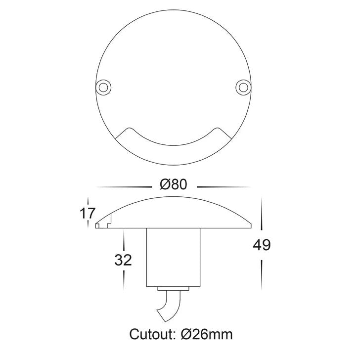 HV2871T- Dome Aluminium One Way LED Deck Lights