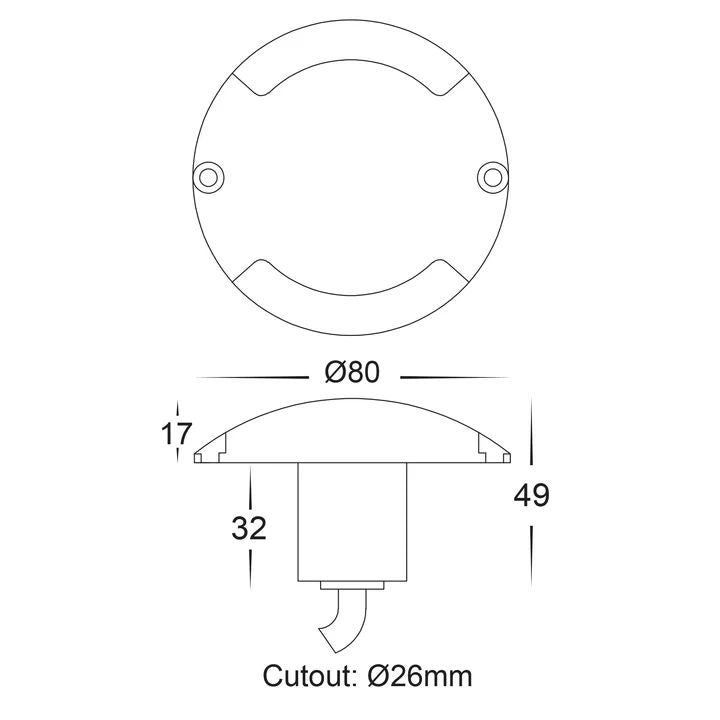 HV2872T- Dome Aluminium Two Way LED Deck Lights