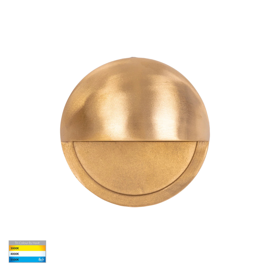 HV2927T-BR-12V | HV2927T-BR-240V - Veko Solid Brass Step Lights with Eyelid