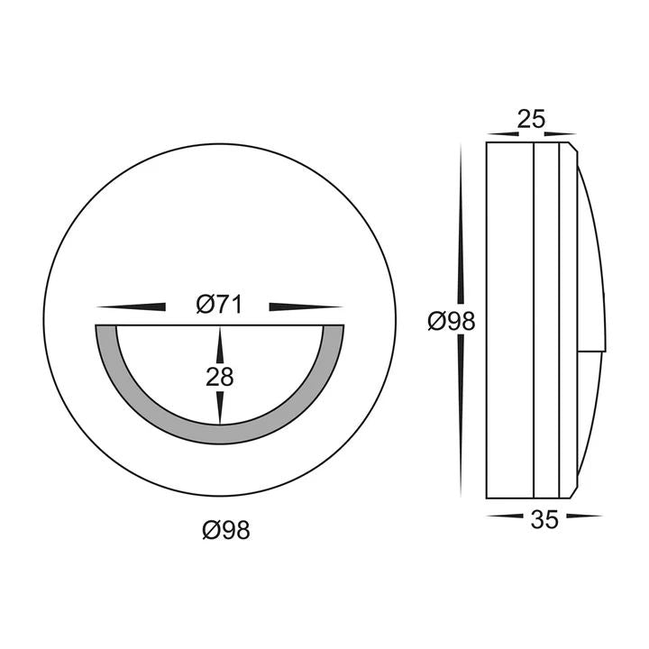 HV2961T-TTM- Nava Titanium Coloured Aluminium LED Step Light with Eyelid