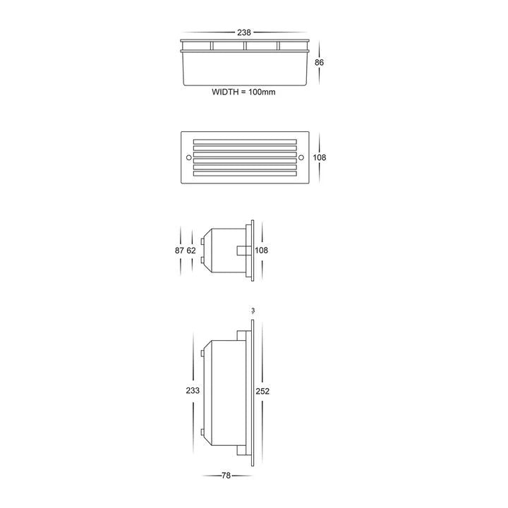 HV3004T- Bata LED Brick Light with Grill