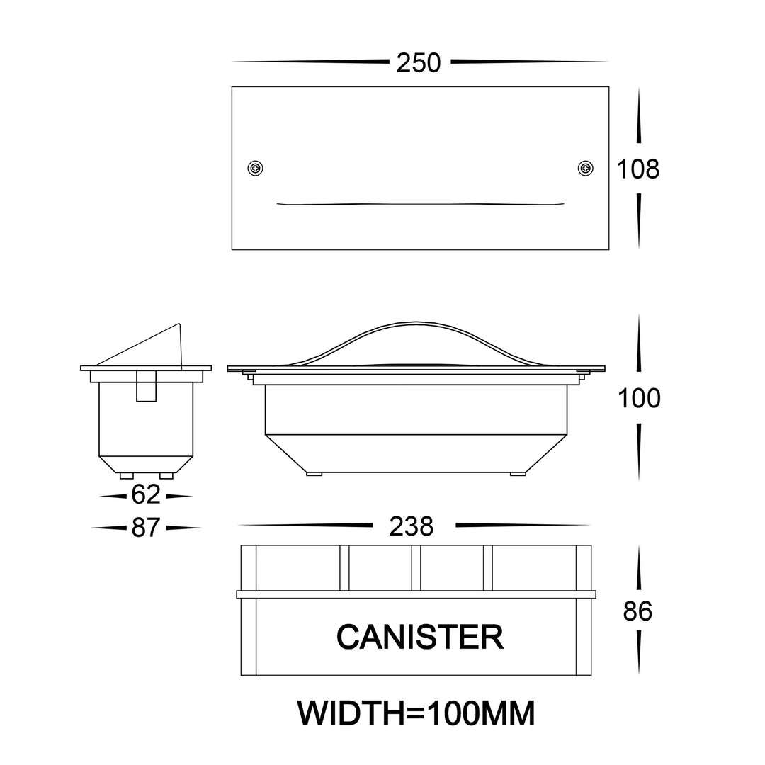 HV3011T-AB-12V | HV3011T-AB-240V - Corba Antique brass Recessed Brick Light