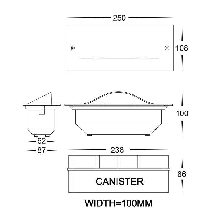 HV3011T-AB-12V | HV3011T-AB-240V - Corba Antique brass Recessed Brick Light