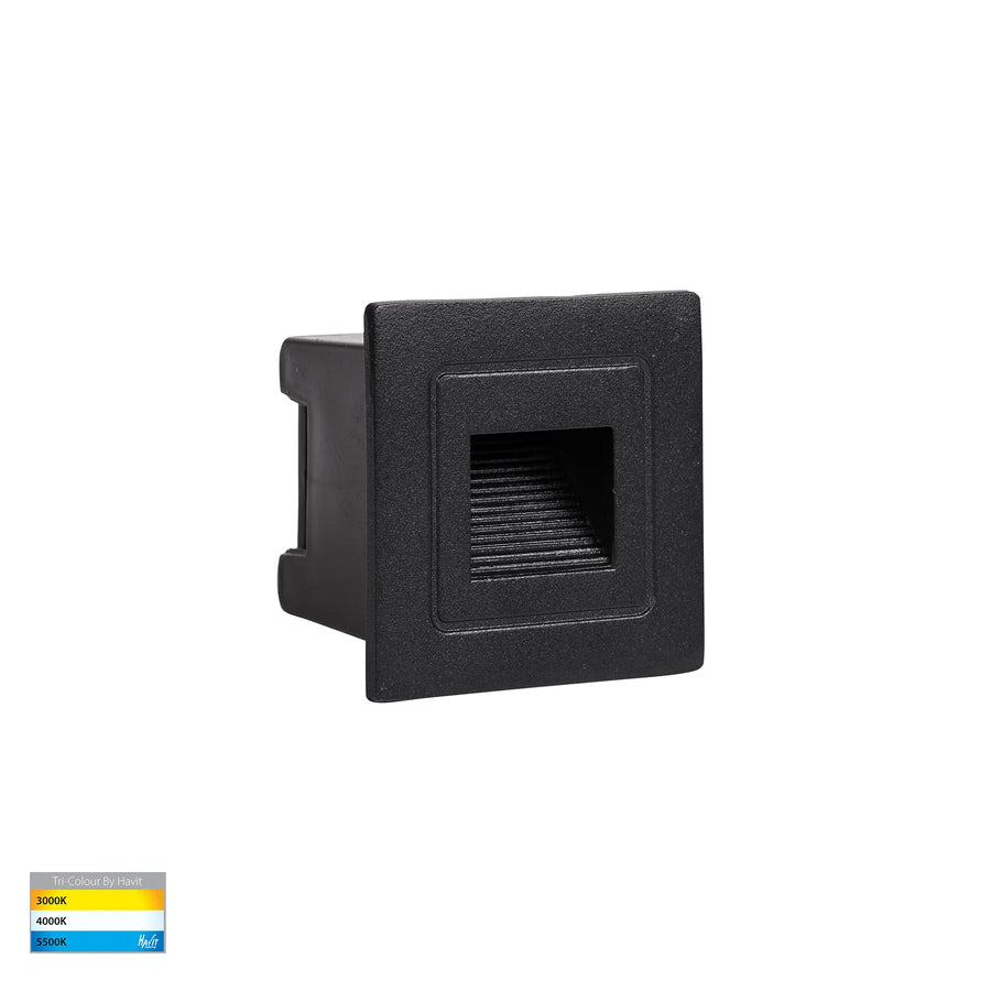 HV3111T-12V - Trin White Small Square Recessed LED Step Light Black step light