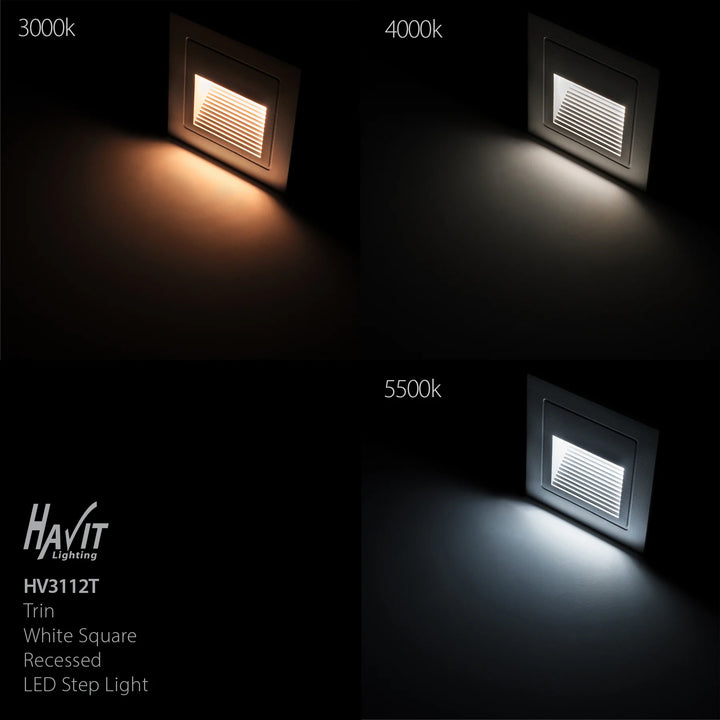HV3112T-240V/12V - Trin Black Square Recessed LED Step Light step light