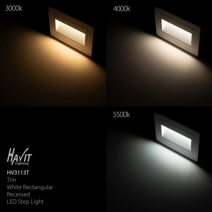 HV3113T-240V/12V - Trin White Rectangular Recessed LED Step Light step light