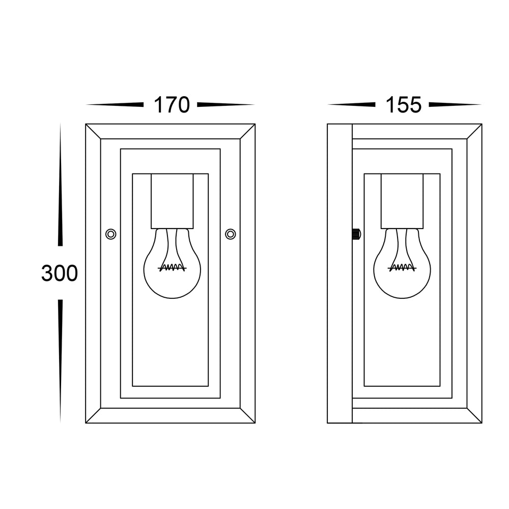 HV3531W-S-BLK - Felix Galvanised Iron Black Wall Light WALL LIGHT