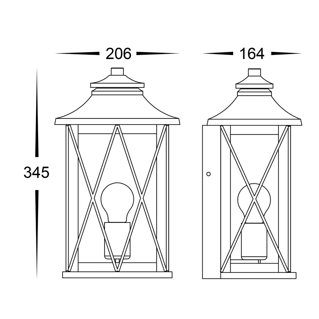 HV3532W-S-BLK - Odin Galvanised Iron Black Wall Light WALL LIGHT